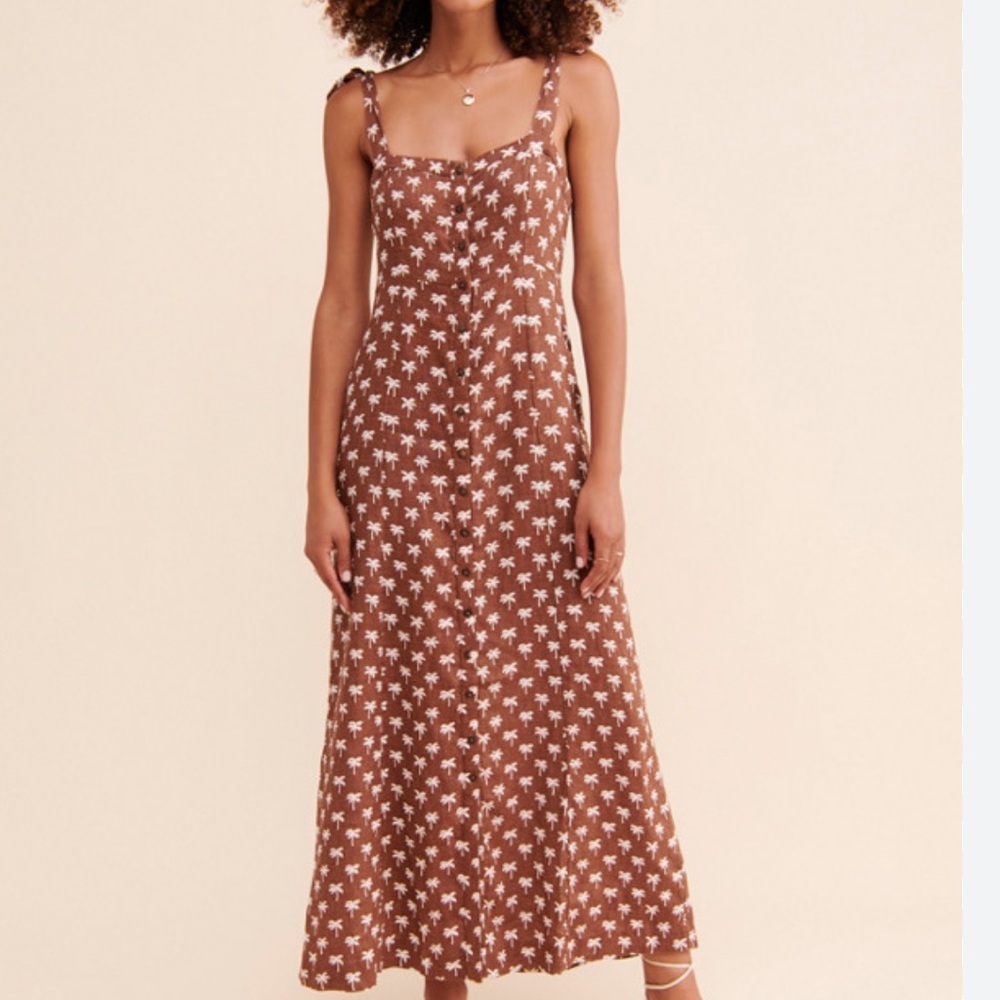 Faherty Linen dress - Palm tree print